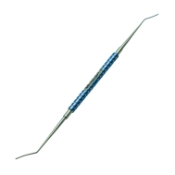 Castroviejo Cyclodialysis Spatula, Titanium, Double Ended, Gently Curved, 0.5mm x 10mm Blade, 0.5mm x 15mm Blade, Round Grooved Handle, Overall Length 4-7/8" (125mm) ET0489,ET0489